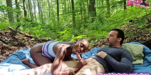 EROTIK-VON-NEBENAN - German skinny black teen at amateur fuck in forest