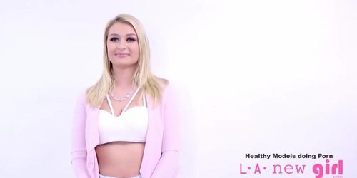 BEAUTIFUL BLONDE SWALLOWS CUM AT CASTING AUDITION