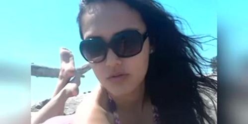 sexy amateur bikini girl by the pool