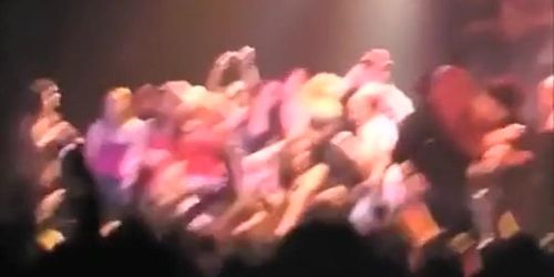 Foxy chicks enjoy flashing the rock concert audiences with boobs and get groped by strangers