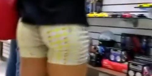 Sexy ass girl in spandex shorts