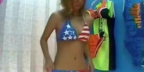 Swimsuit model caught on hidden cam