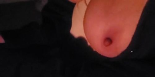 Wife boobs out on the balcony