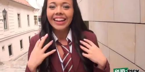 Slutty schoolgirl Tricia Teen cum facial