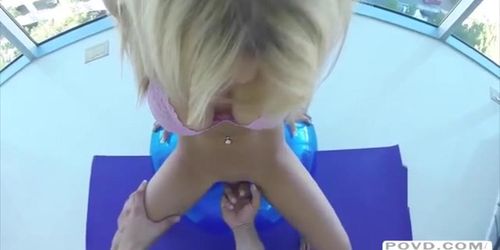 Yoga girl Kayla gets fucked filmed POV with 3D surround sound