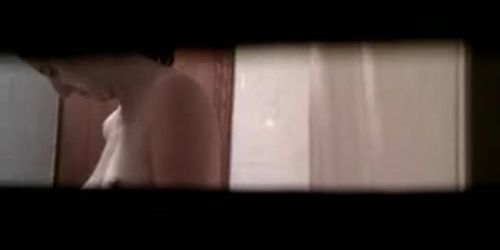 Window spy girl in hotel bathroom voyeur hidden cam