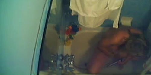 Hidden camera getting off mom.