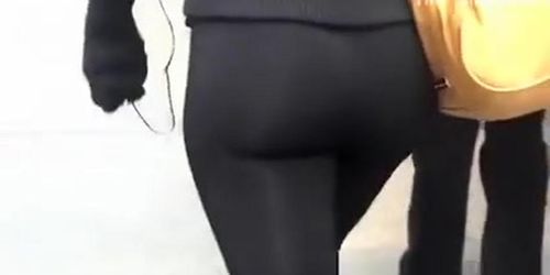 Candid latina with big ass spandex leggings