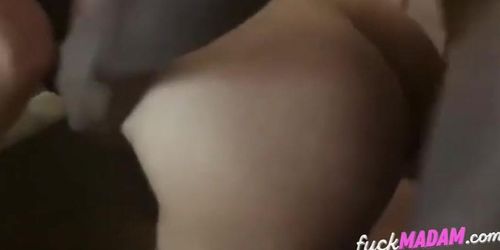 White girl fucked hard in interracial threesome