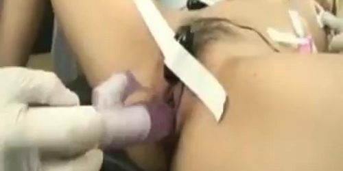She gets  up to a gyno chair and a set of dirty doctors