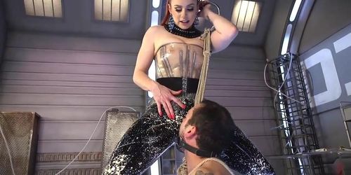 Mistress in latex pegging bound man (Tia Bella, Bella Rossi)