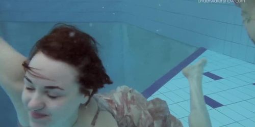 Hot lesbian show underwater