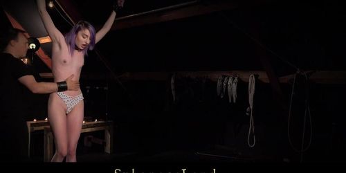 Purplehair slave hard spanked and dominated in hardcore fetish