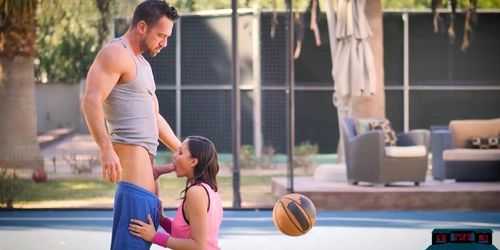 Latina girl Adriana Marie basketball fantasy leading to sex in public