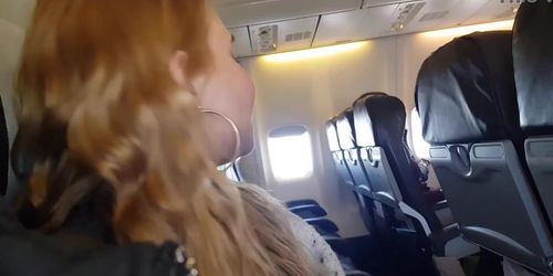 PUBLIC AIRPLANE Handjob and Blowjob