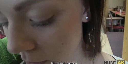 HUNT4K. Brunette sucks and gives pussy for drilling for cash