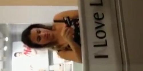 Shop worker nice cleavage