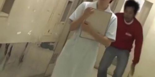Asian nurse resisting against hard sharking on cam