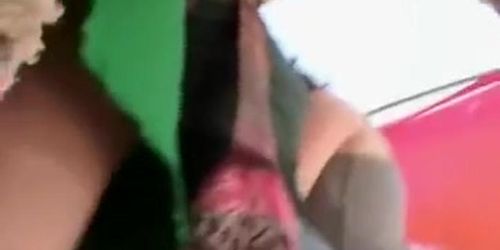 Nice thong on girl with green dress