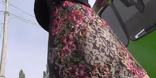 Hot thong of a sexy lady seen in free upskirt video