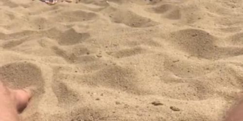 Flashing cock to girl on beach