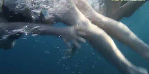 Naked girls on Tenerife having fun in the water