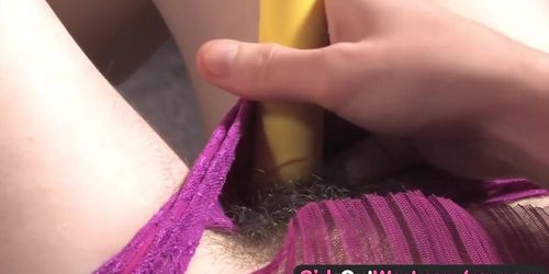 Girls Out West - Hairy Rosie playing with sex toy