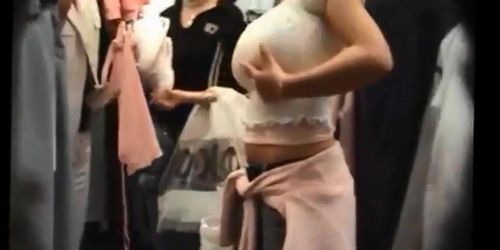 Candid Big Busty Teen Shopping