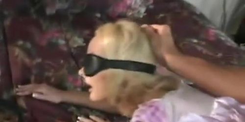Blindfolded Blonde Anal Dildo Fucked