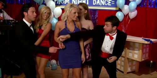 Three big-tit blonde highschool sluts start orgy at prom party (Faye Reagan)