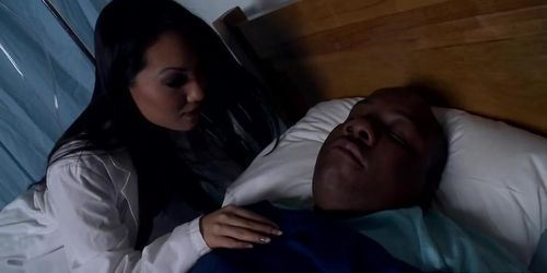 Hot & Horny Asian slut Nurse Asa Akira fucks a patient's big cock