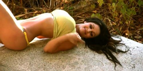 Shy brunette hottie Denise Milani - Green