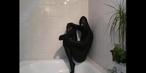 Taking a shower in shiny lycra (movie)