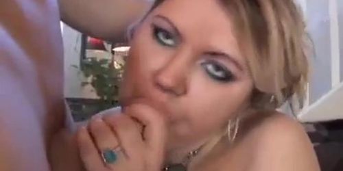 Beautiful busty blonde BBW gets blasted with cum
