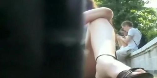 A close up of her crotch