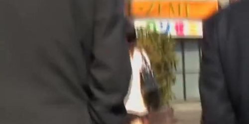 College girl got skirt sharked on the pedestrian crossing