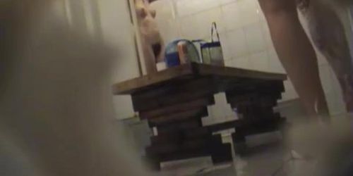 Hidden cam in shower captures very hairy beaver