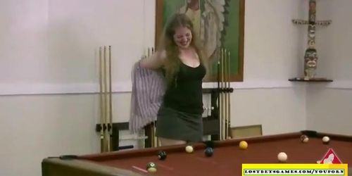 Amateur girls playing strip pool