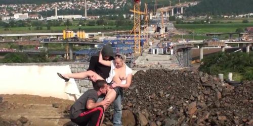 Cute little blonde girl public construction site public sex (Nicole Wonder)