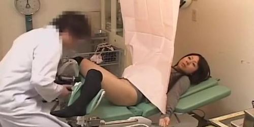 Japanese cutie got her slit examed by a pervy gynecologist