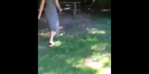 Blonde gf getting hot in parc and masturbates