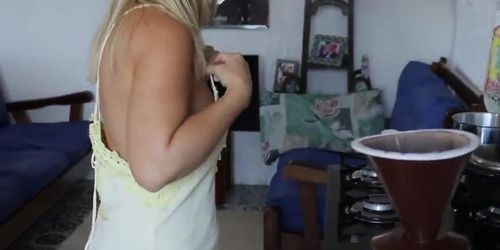 Youtuber Dona Angelica - Various nipslips preparing coffee