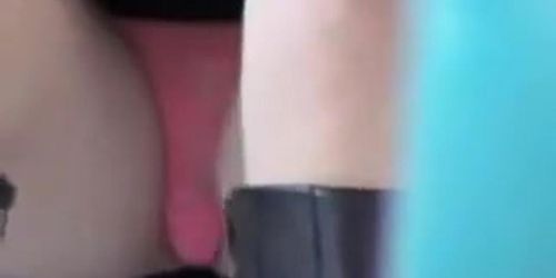 Super hot pink panty on the close up up skirt video ADE0