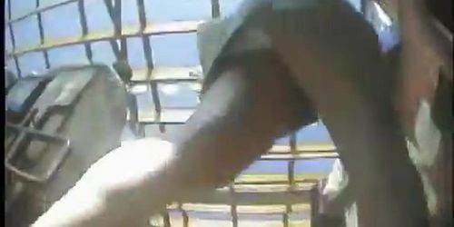 Young teens do not notice the camera that is filming their tight asses