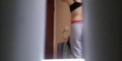 Voyeur spies on his mother when she changes (Ass Woman)