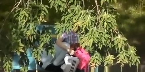 Girl blowjob in a public park.