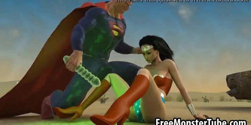 Superman Cartoon Porn Hard - 3D Wonder Woman sucking on Superman's rough cock - Tnaflix.com
