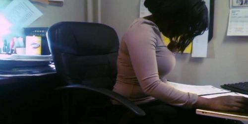 Candid Busty Black Secretary