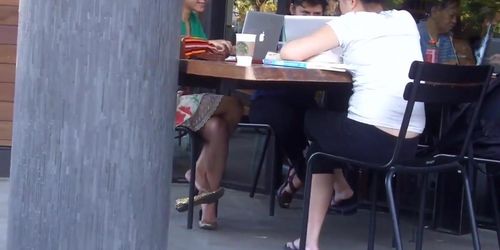 Candid double crossed legs by a sexy indian girl