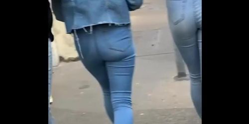 Cute girl with Tight Jean on street